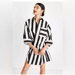 Black and White Striped Shirt Dress